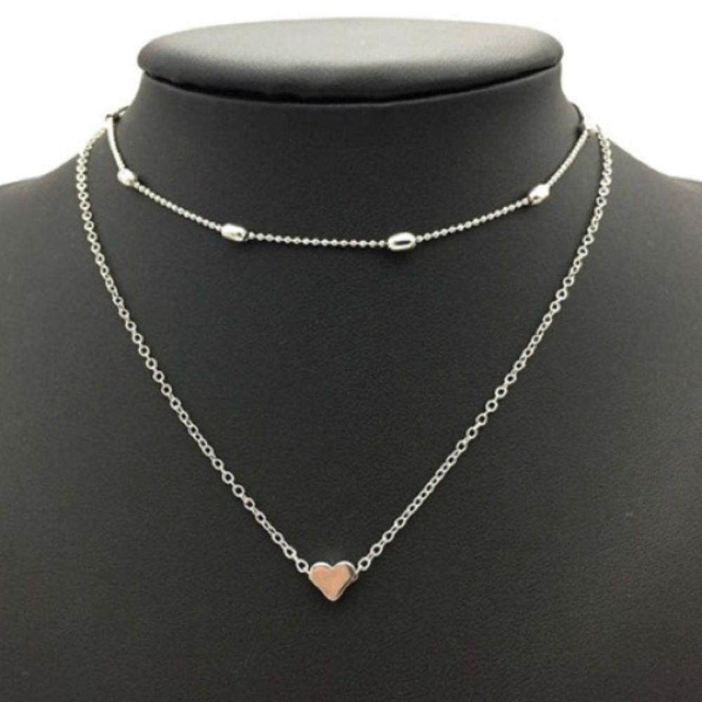 💞 Awesome BoHo heart double layered chain in gold or silver 💕 - Picture 3 of 16